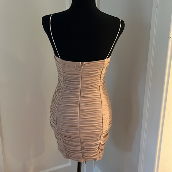 Princess Polly nude ruched and shirred minidress size 4 is very stretchy - Picture 2 of 9